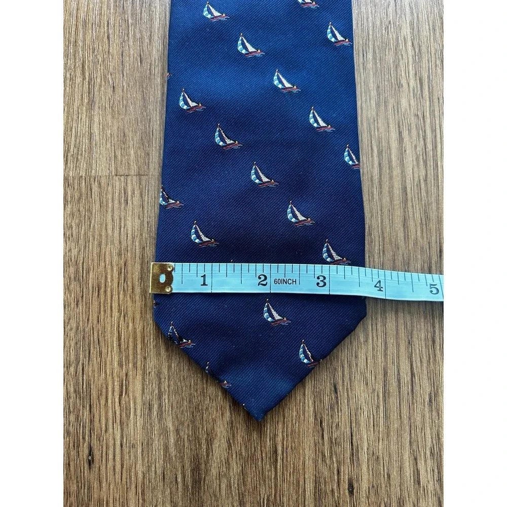 Mansure & Prettyman Sailboat Silk Tie‎ Navy Blue Nautical 58–60
